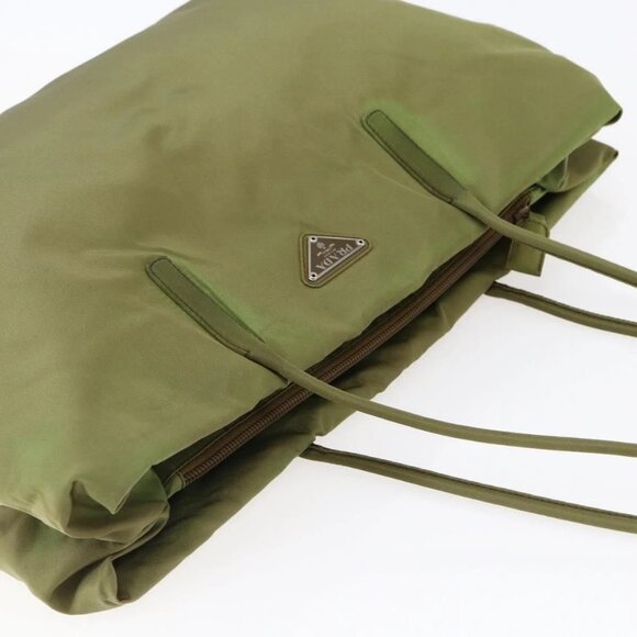 PRADA Tote Bag Nylon Khaki Silver Auth - Picture 11 of 16